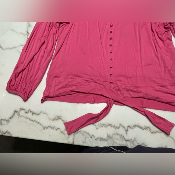 Plus size Kate and Mallory knit long sleeve tie front top - Picture 4 of 7